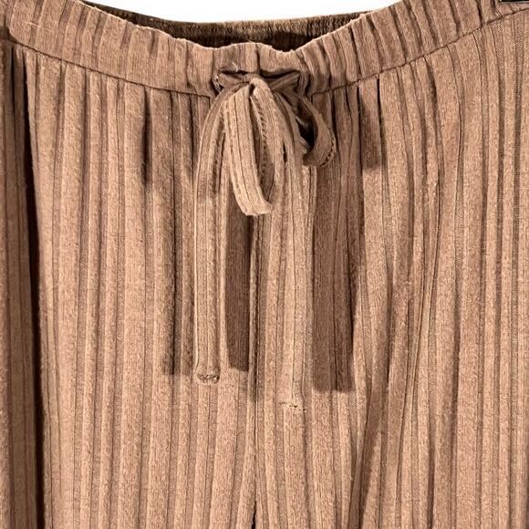 Muk Luks Lounge Set Rib Knit Henley Top Pants Cozy Minimalist Coffee Women L - Picture 8 of 13